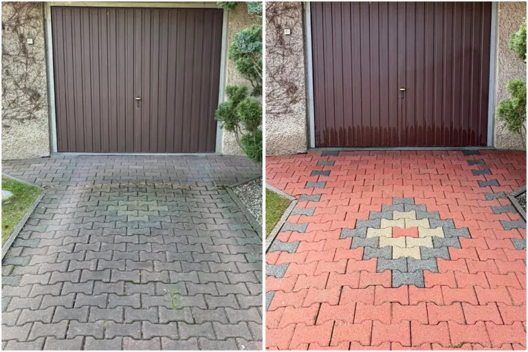 Maków Mazowiecki — podjazd 130 m² przed i po myciu kostki brukowej